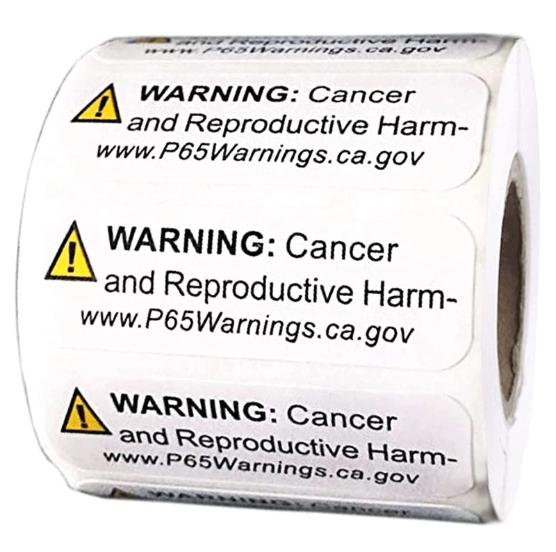 Well Tile California Proposition 65 Warning Labels 500/Roll - California Cancer and Reproductive Harm Sign Labels - 1/2 X 3/2 Inch CA Notice Stickers for Cancer and Birth Defects (Yellow, 1/2 X 3/2 Inch) - Image 1
